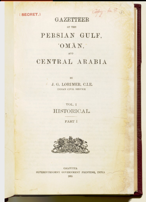 Gazetteer of the Persian Gulf. Vol. II. Geographical and Statistical